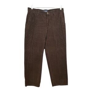 Croft &Barrow‎ Classic Corduroy Flat Front Pants Mens Brown Chino, Size 34x29